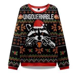2025 Ungovernable Racoon Ugly Christmas Sweater 1