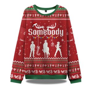 Somebodys Problem Couple Ugly Christmas Sweater 1