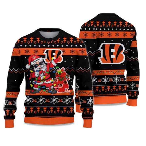 2025 Bengals Santa Claus Ugly Christmas Sweater 2