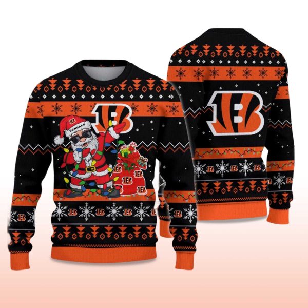 2025 Bengals Santa Claus Ugly Christmas Sweater