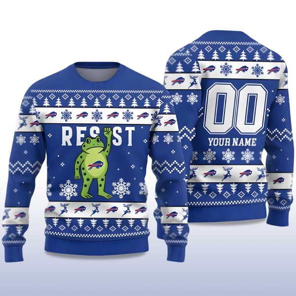 2025 Bills Portland Frog Resist Ugly Christmas Sweater 2