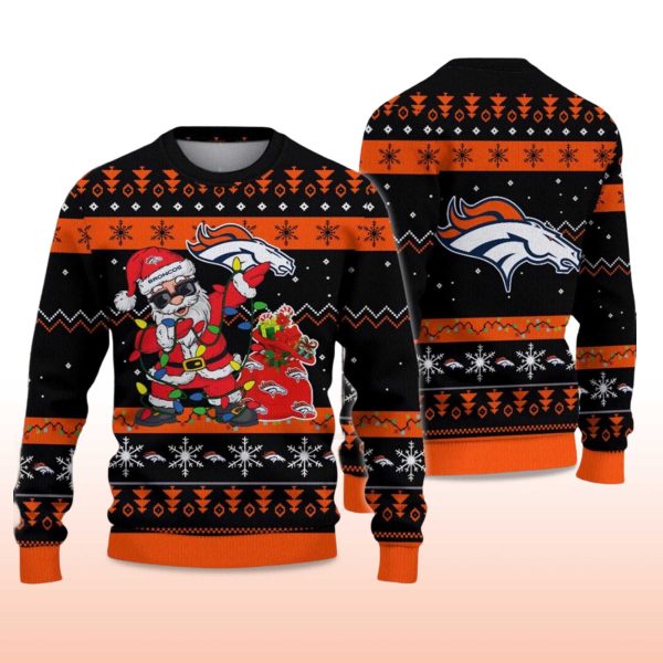 2025 Broncos Santa Claus Ugly Christmas Sweater 2