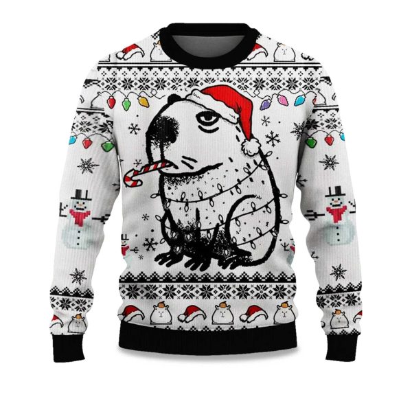 2025 Capybara Smoking Ugly Christmas Sweater 1