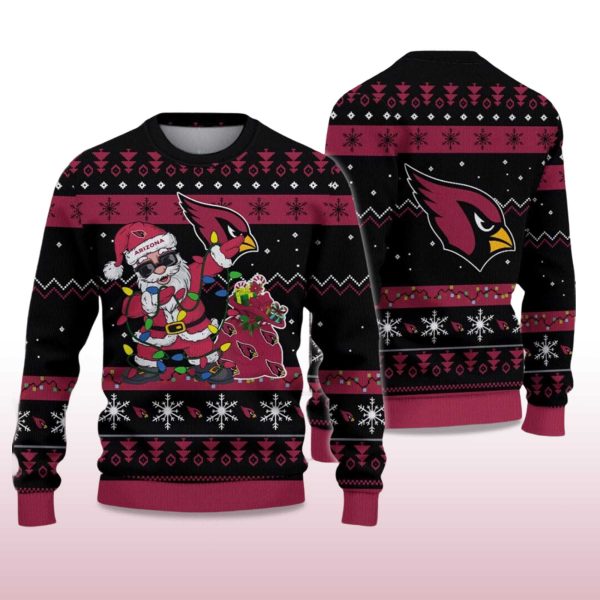 2025 Cardinals Santa Claus Ugly Christmas Sweater