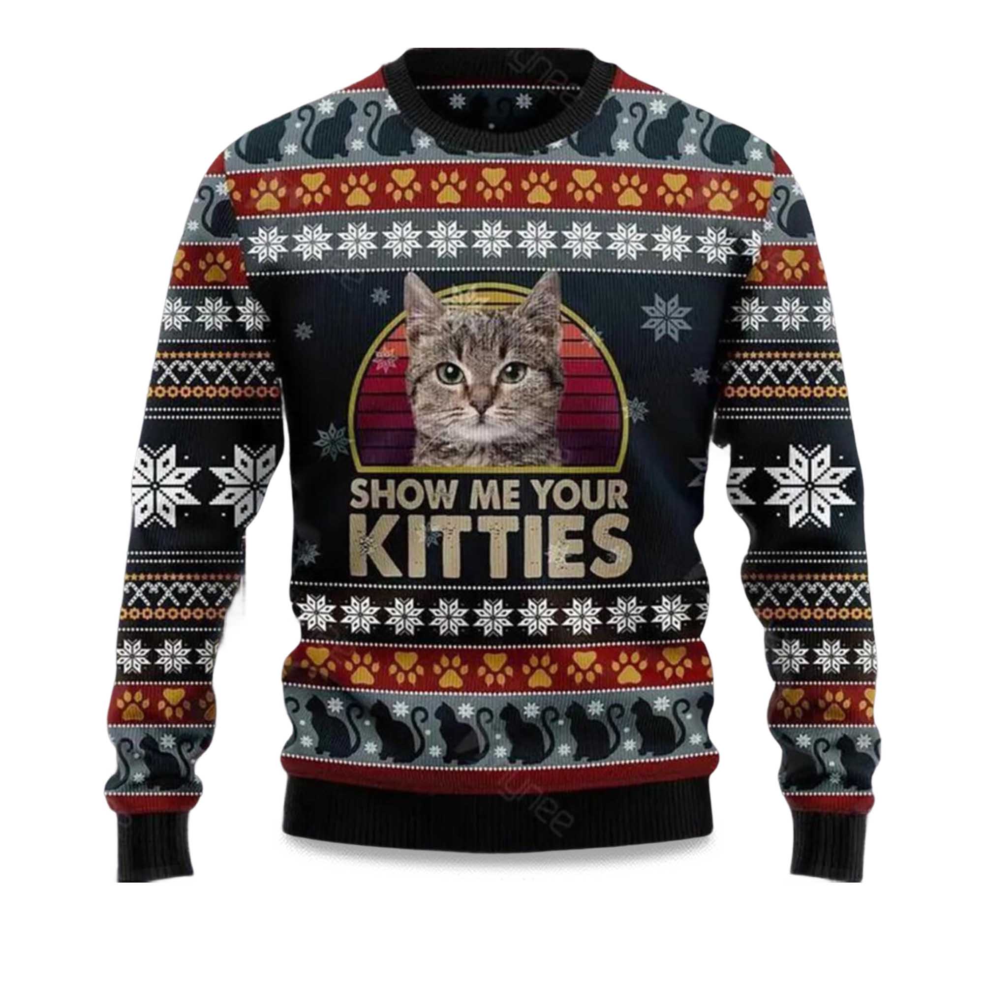 2025 Cat Show Me Your Kitties Ugly Christmas Sweater 2025 Cat Show Me Your Kitties Ugly Christmas Sweater