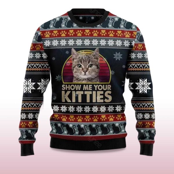 2025 Cat Show Me Your Kitties Ugly Christmas Sweater