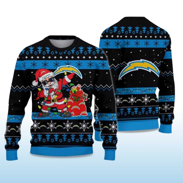2025 Chargers Santa Claus Ugly Christmas Sweater 2