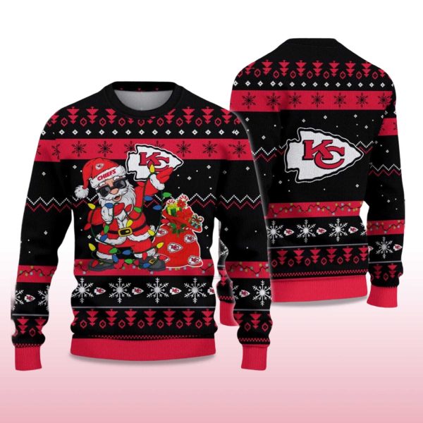 2025 Chiefs Santa Claus Ugly Christmas Sweater 2