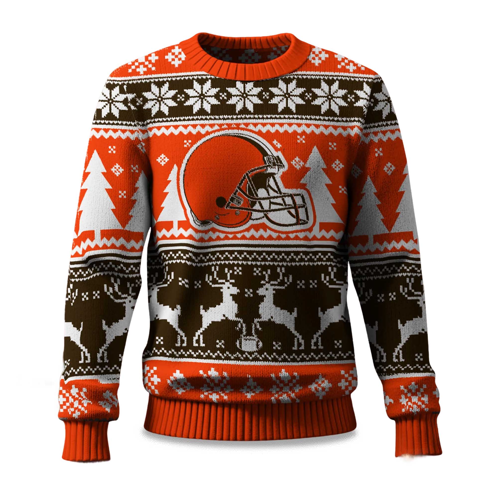 2025 Christmas Browns Reindeer Football Ugly Sweater 2025 Christmas Browns Reindeer Football Ugly Sweater