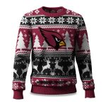 2025 Christmas Cardinals Reindeer Football Ugly Sweater