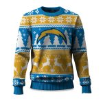 2025 Christmas Chargers Reindeer Football Ugly Sweater