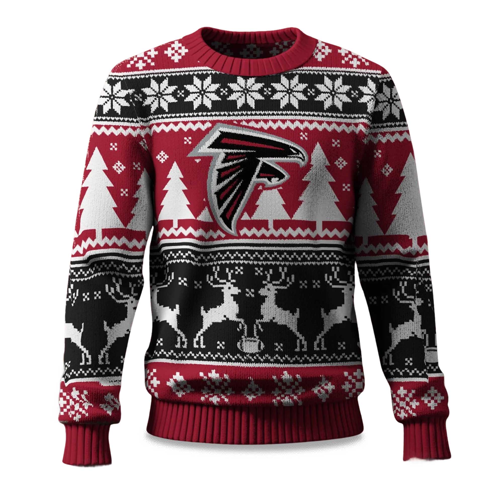 2025 Christmas Falcons Reindeer Football Ugly Sweater 