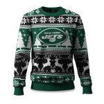 2025 Christmas Jets Reindeer Football Ugly Sweater