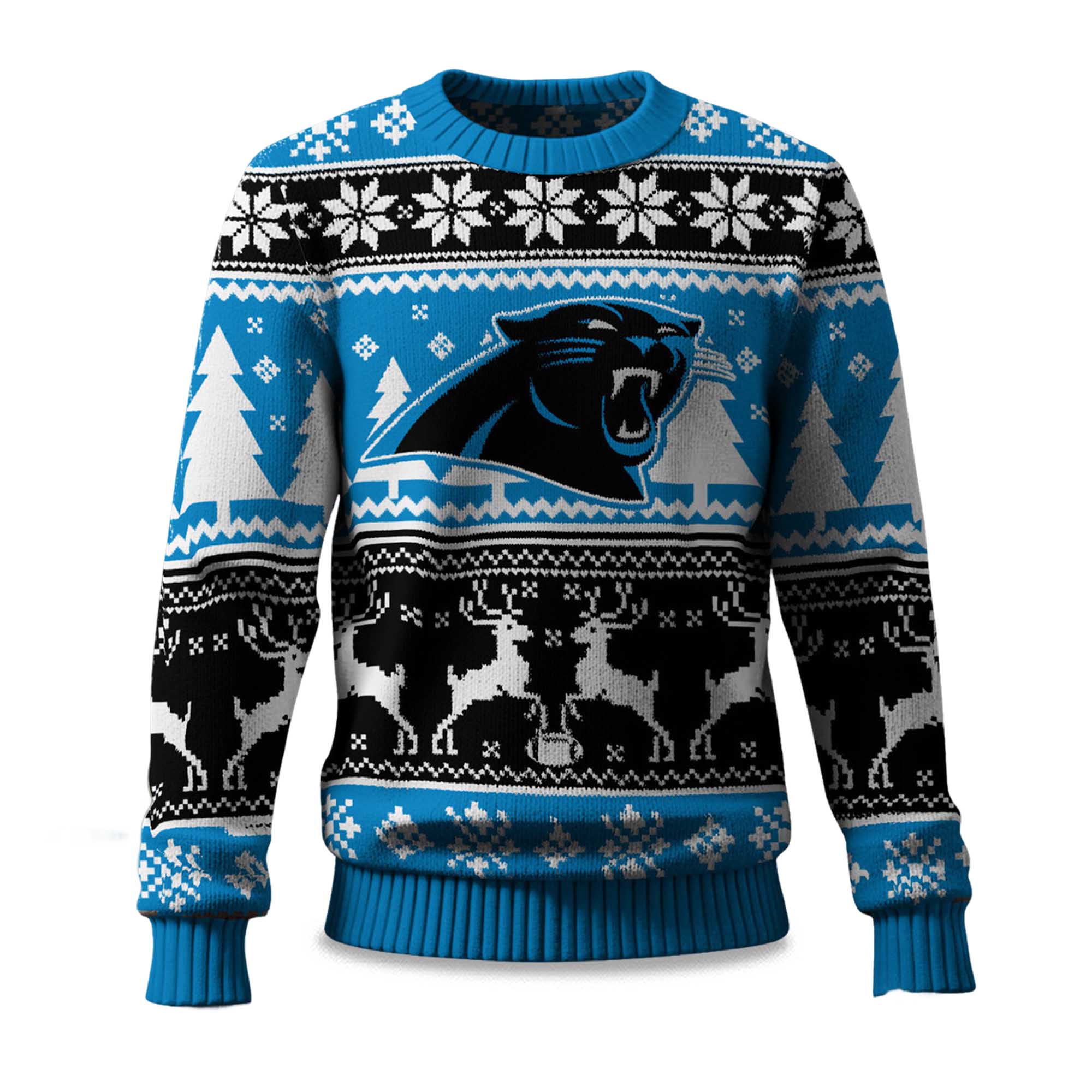 2025 Christmas Panthers Reindeer Football Ugly Sweater 2025 Christmas Panthers Reindeer Football Ugly Sweater