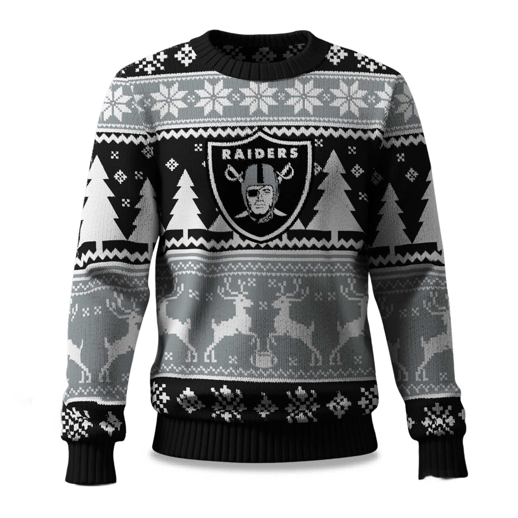 2025 Christmas Raiders Reindeer Football Ugly Sweater 2025 Christmas Raiders Reindeer Football Ugly Sweater
