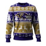 2025 Christmas Ravens Reindeer Football Ugly Sweater