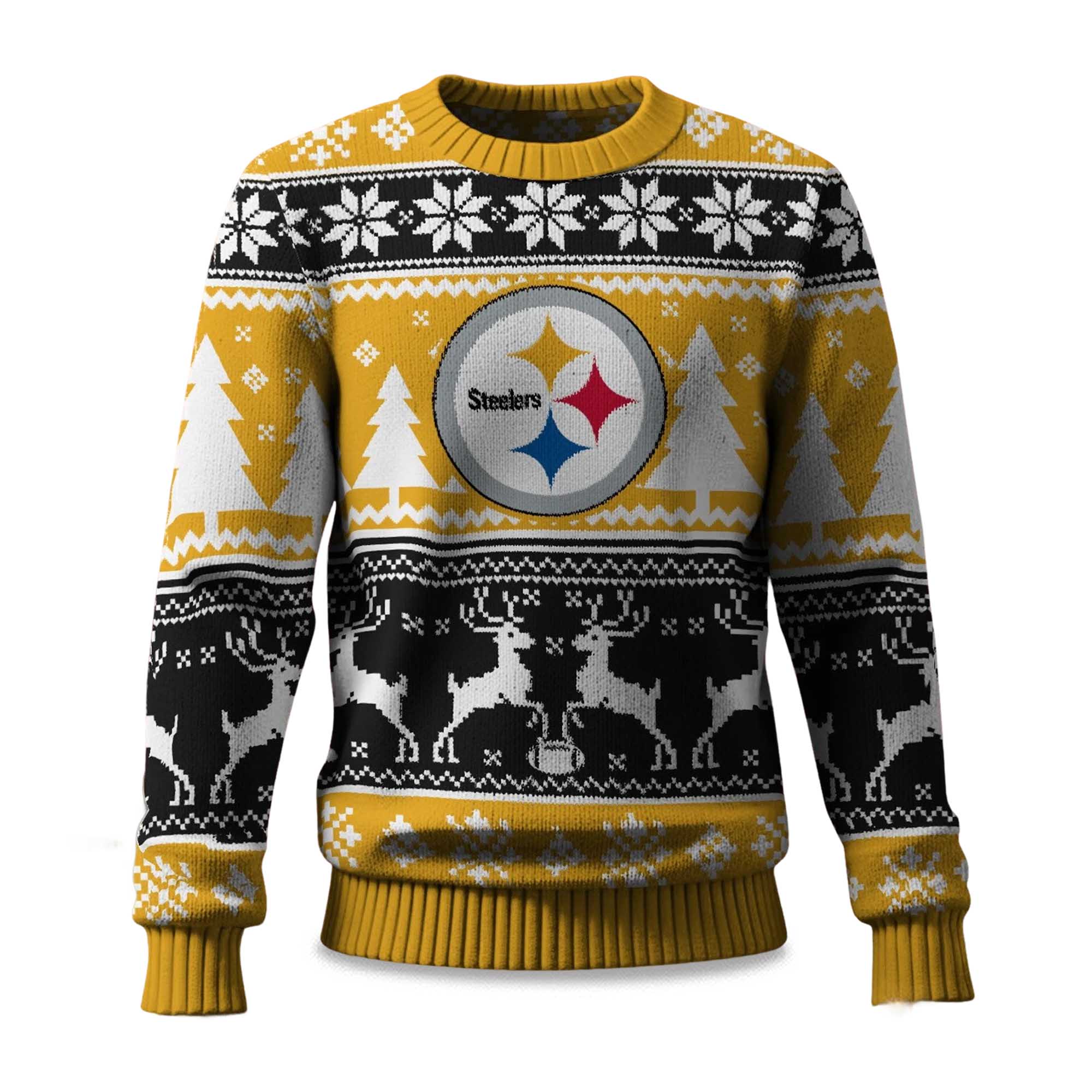 2025 Christmas Steelers Reindeer Football Ugly Sweater 2025 Christmas Steelers Reindeer Football Ugly Sweater