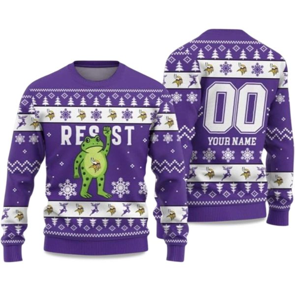 2025 Christmas Vikings Portland Frog Resist Ugly Sweater 1