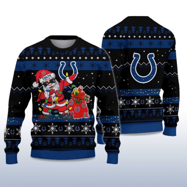 2025 Colts Santa Claus Ugly Christmas Sweater 2