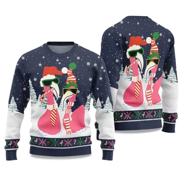 2025 Cool Flamingo Ugly Christmas Sweater