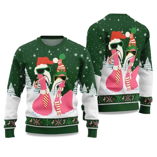 2025 Cool Flamingo Ugly Christmas Sweater