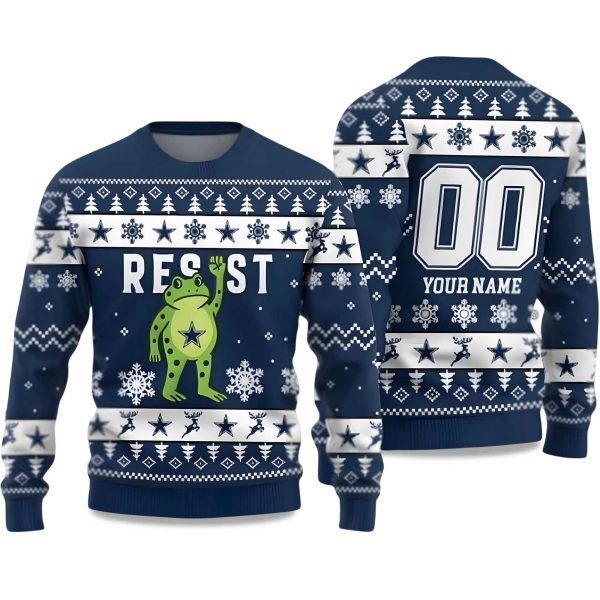 2025 Cowboys Portland Frog Resist Ugly Christmas Sweater 1