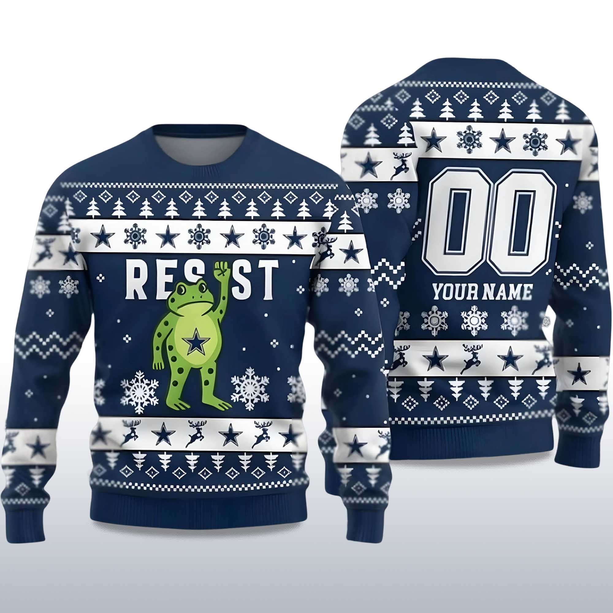 2025 Cowboys Portland Frog Resist Ugly Christmas Sweater 2 2025 Cowboys Portland Frog Resist Ugly Christmas Sweater 2
