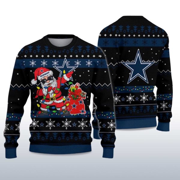 2025 Cowboys Santa Claus Ugly Christmas Sweater 2