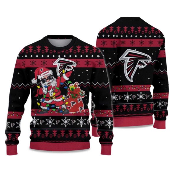 2025 Falcons Santa Claus Ugly Christmas Sweater 1
