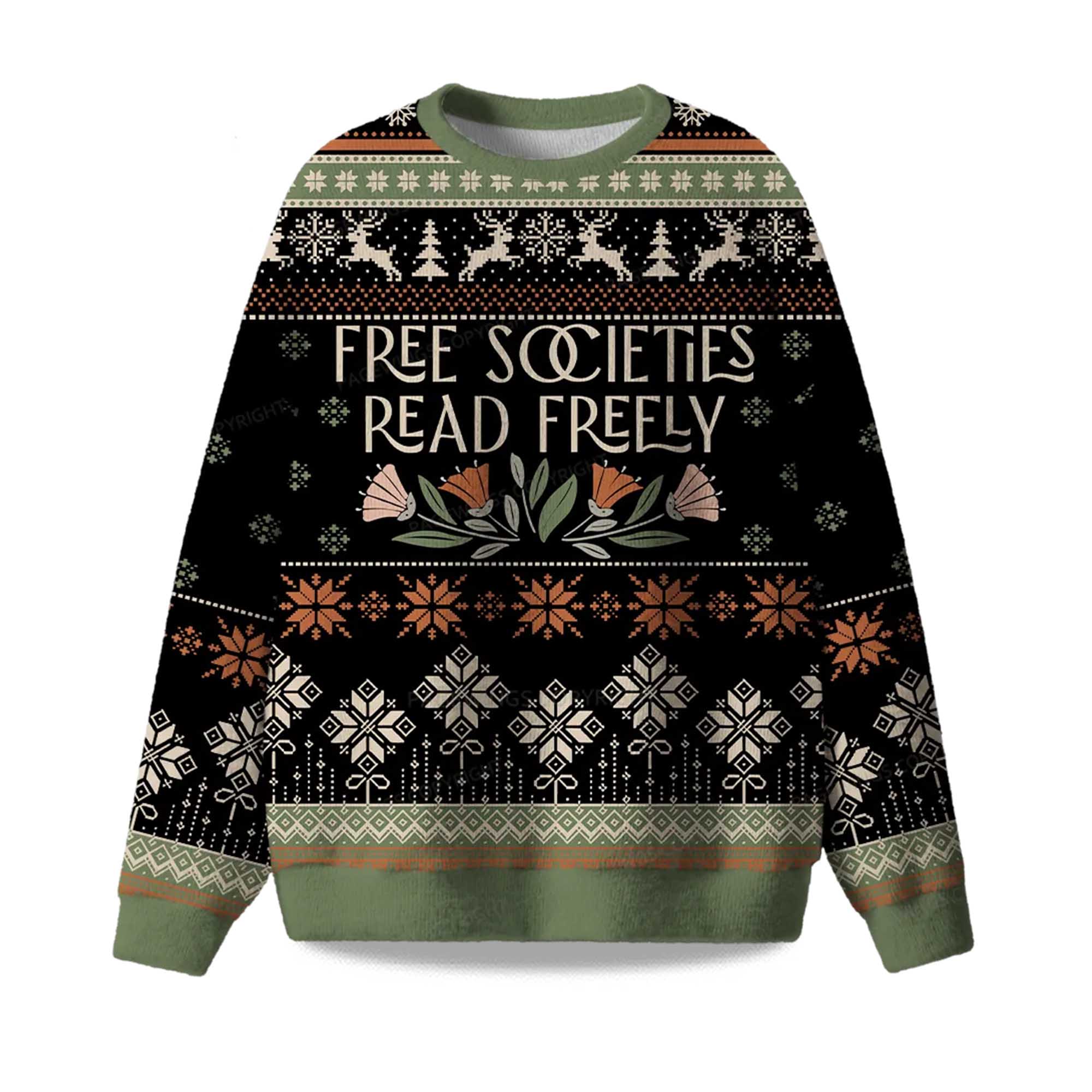 2025 Free Societies Read Freely Ugly Christmas Sweater 2025 Free Societies Read Freely Ugly Christmas Sweater