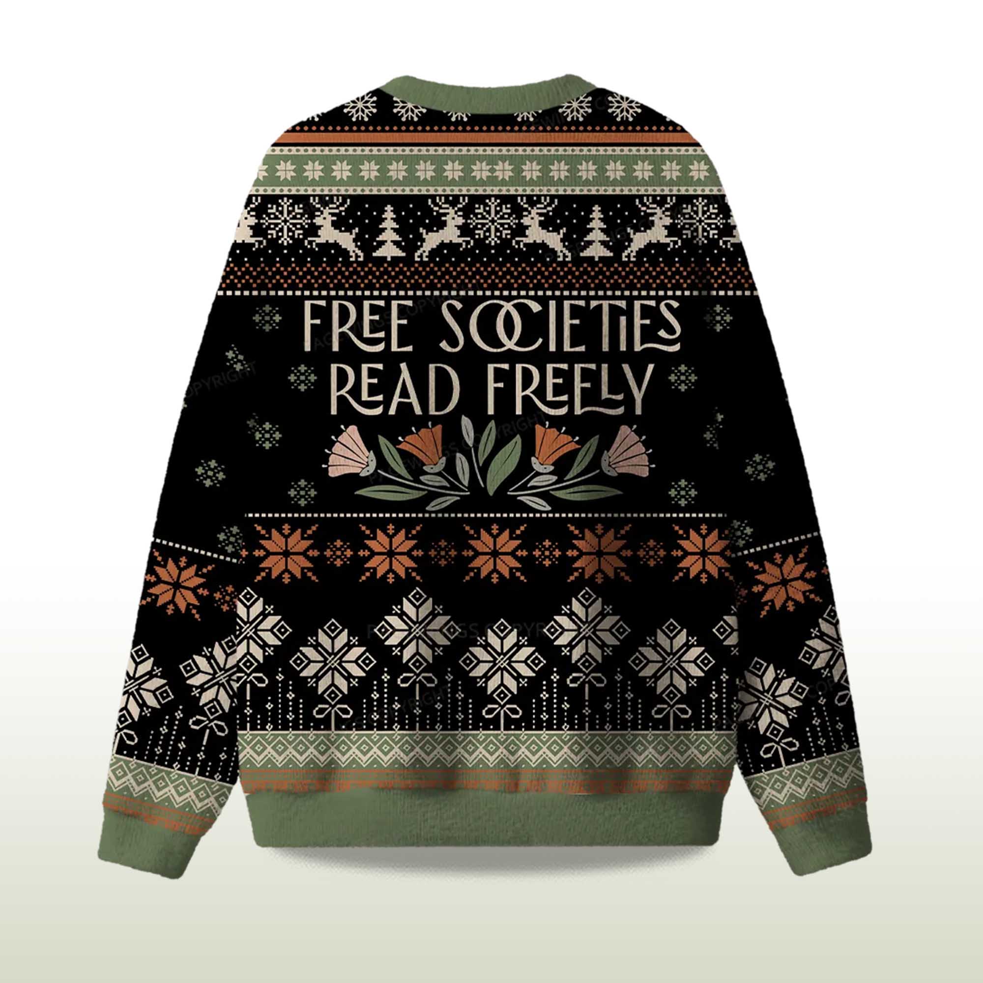 2025 Free Societies Read Freely Ugly Christmas Sweater 2 2025 Free Societies Read Freely Ugly Christmas Sweater