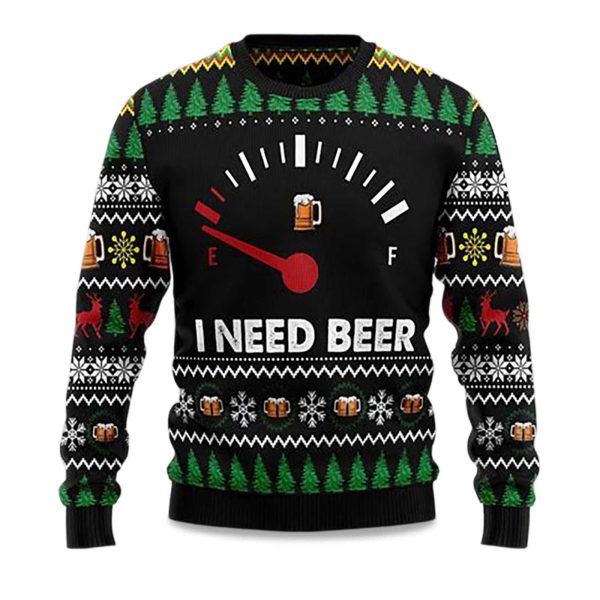 2025 I Need Beer Ugly Christmas Sweater 1
