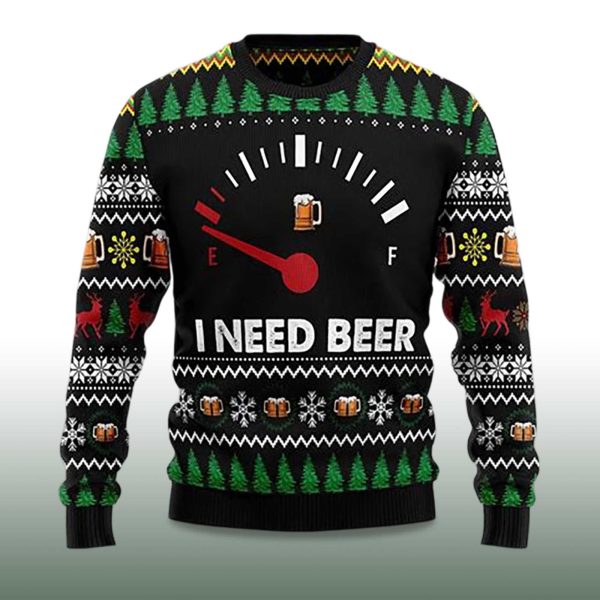 2025 I Need Beer Ugly Christmas Sweater 2