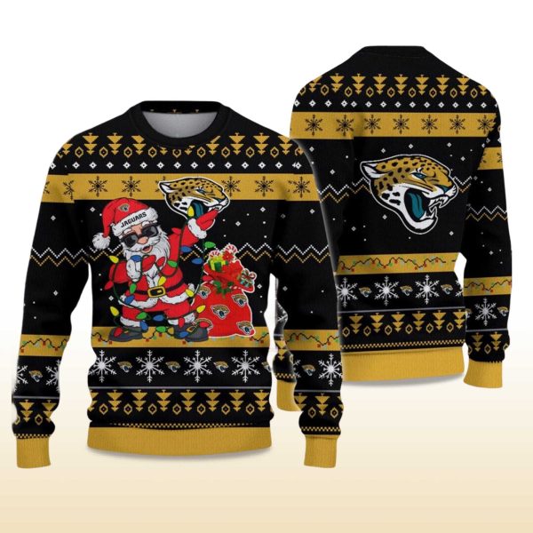 2025 Jaguars Santa Claus Ugly Christmas Sweater 2