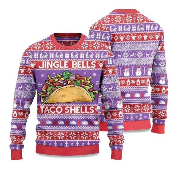 2025 Jingle Bells Taco Shells Ugly Christmas Sweater 1