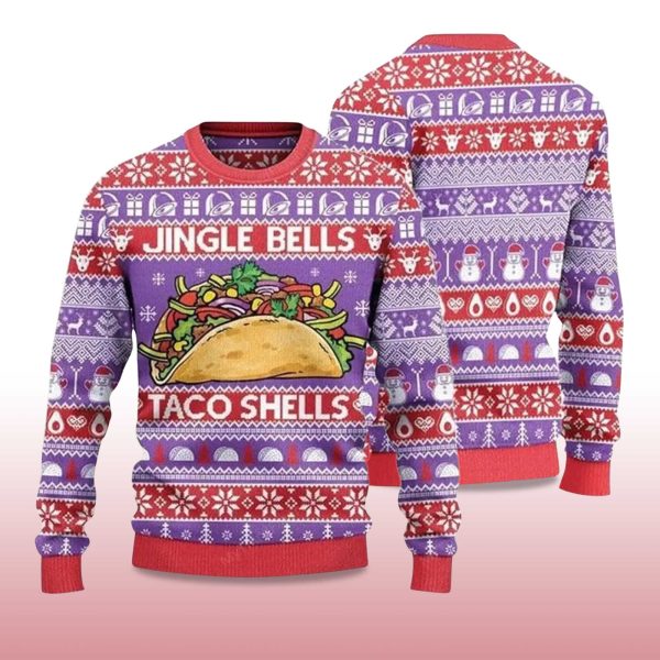2025 Jingle Bells Taco Shells Ugly Christmas Sweater 2