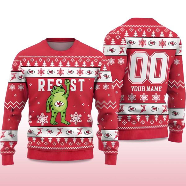 2025 KC Chiefs Portland Frog Resist Ugly Christmas Sweater