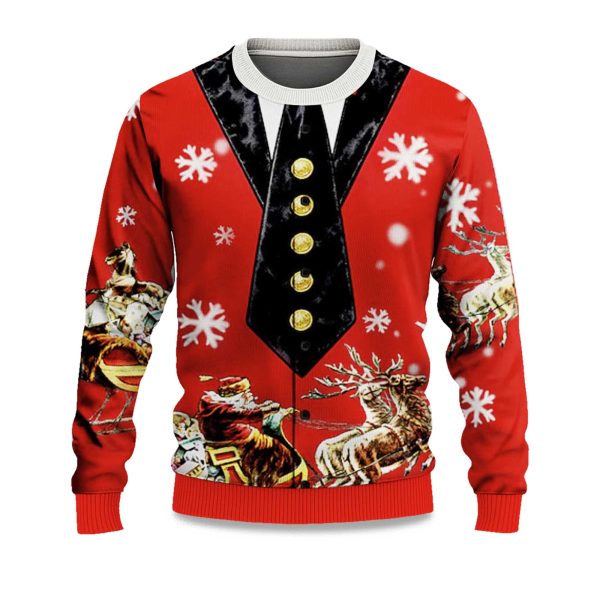 2025 Mock Collar and Suit Design Ugly Christmas Sweater 1