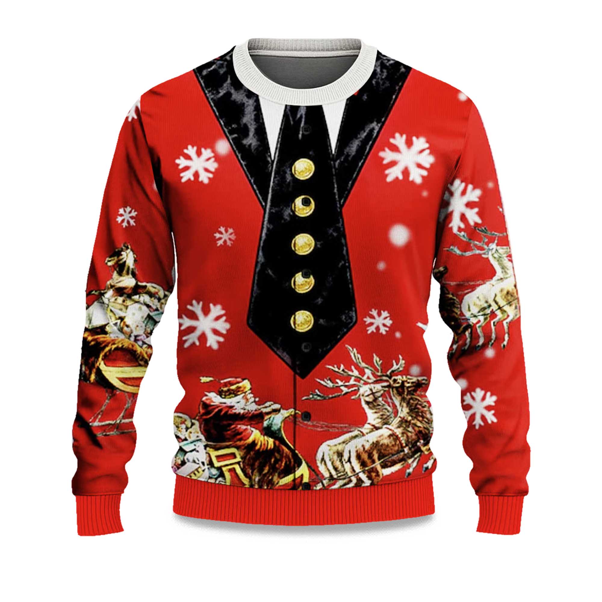 2025 Mock Collar and Suit Design Ugly Christmas Sweater 2025 Mock Collar and Suit Design Ugly Christmas Sweater