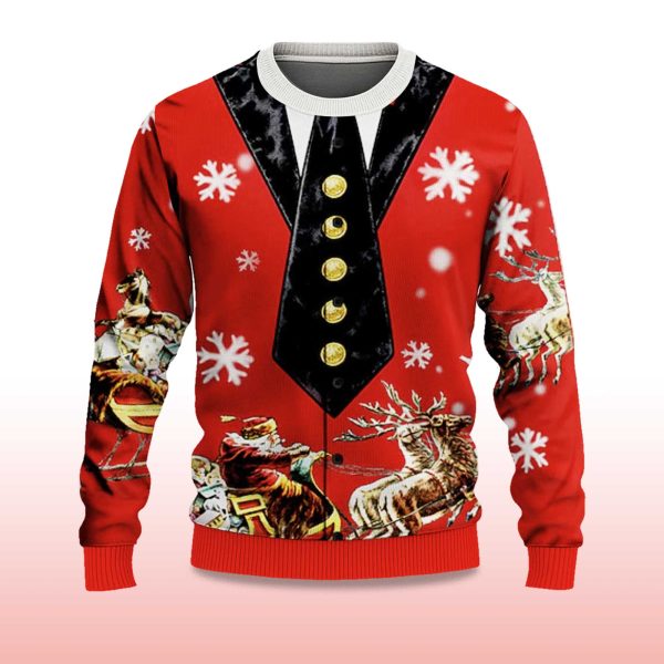 2025 Mock Collar and Suit Design Ugly Christmas Sweater 2