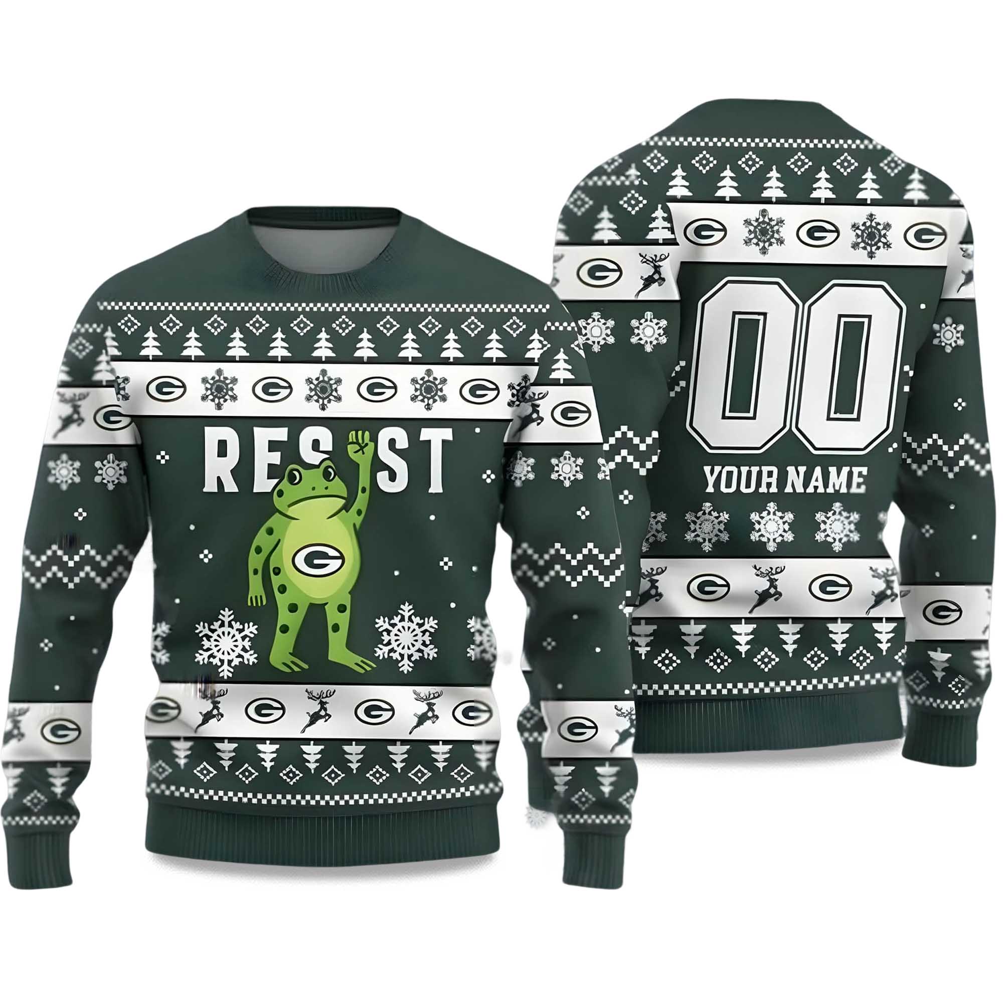 2025 Packers Portland Frog Resist Ugly Christmas Sweater 1 2025 Packers Portland Frog Resist Ugly Christmas Sweater 1