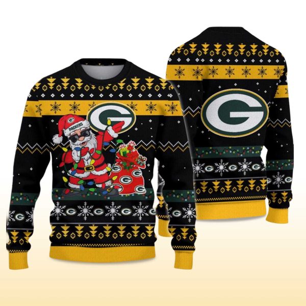 2025 Packers Santa Claus Ugly Christmas Sweater 2