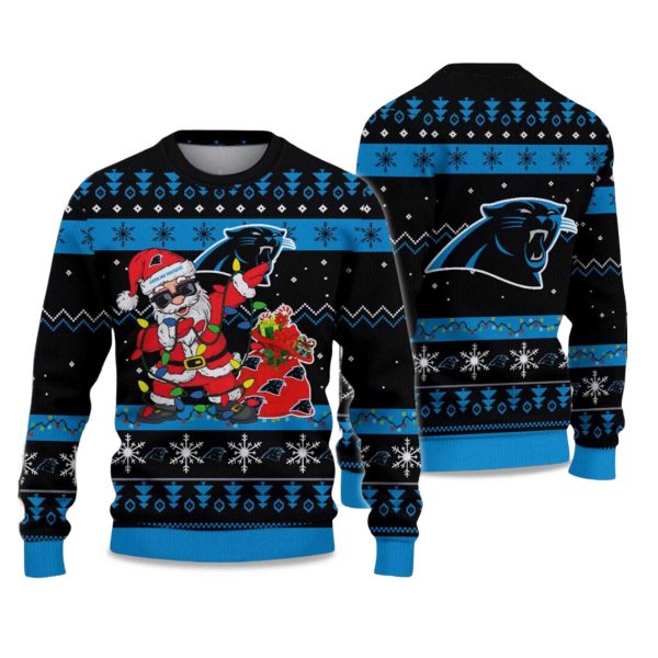 2025 Panthers Santa Claus Ugly Christmas Sweater 1