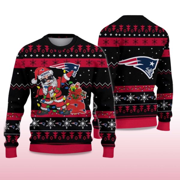 2025 Patriots Santa Claus Ugly Christmas Sweater 2