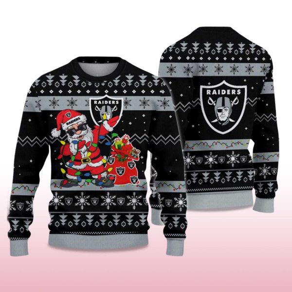 2025 Raiders Santa Claus Ugly Christmas Sweater 2