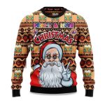 2025 Santa Claus Peace And Love Christmas Ugly Sweater