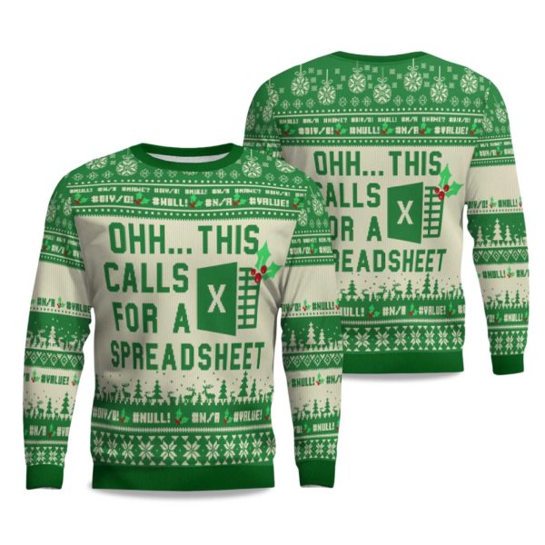2025 Spreadsheet Excel Spreadsheet Ugly Christmas Sweater 1