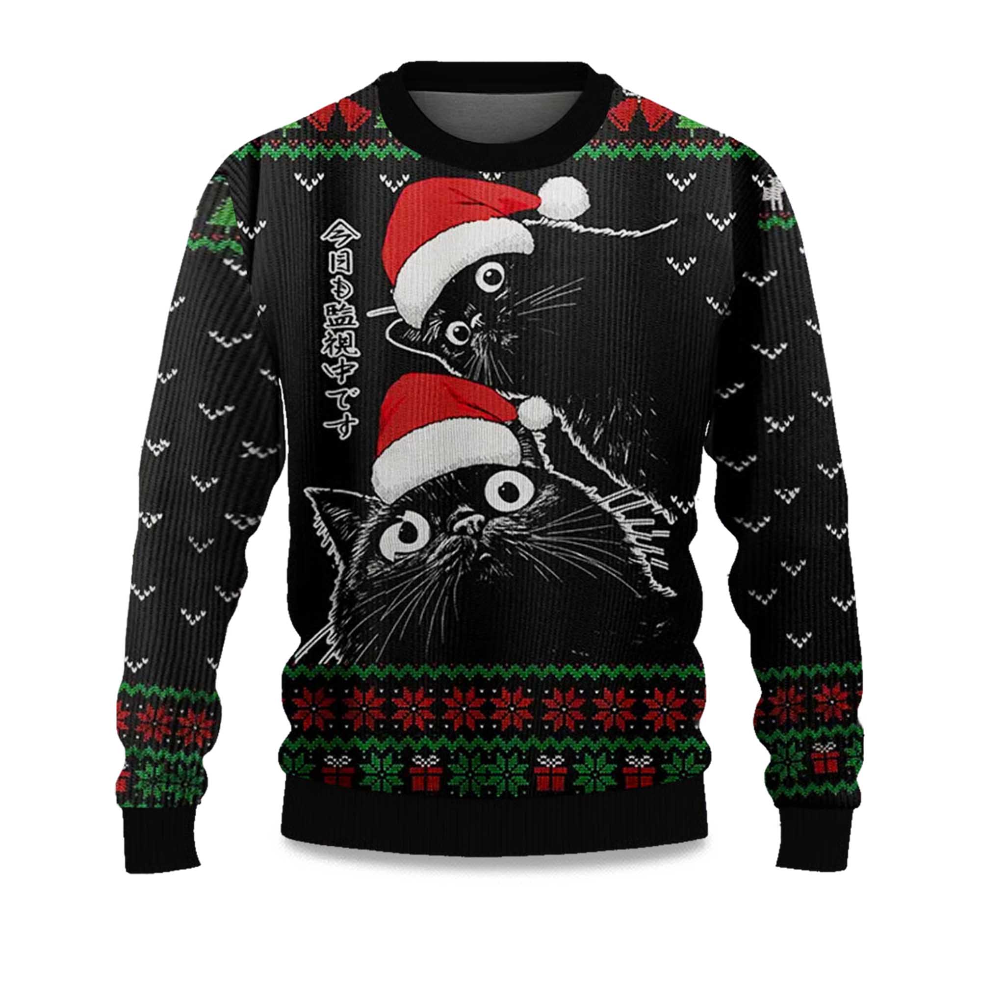 2025 The Cat Is Watching Today Christmas Ugly Sweater 2025 The Cat Is Watching Today Christmas Ugly Sweater
