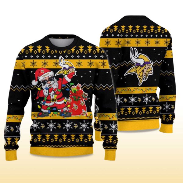 2025 Vikings Santa Claus Ugly Christmas Sweater 2