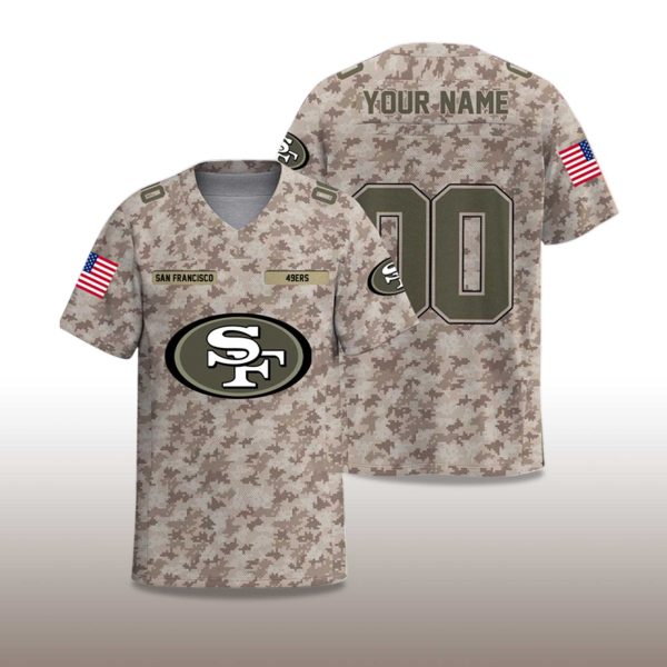 49ers Veterans Day 2025 V neck Short Sleeve Jersey